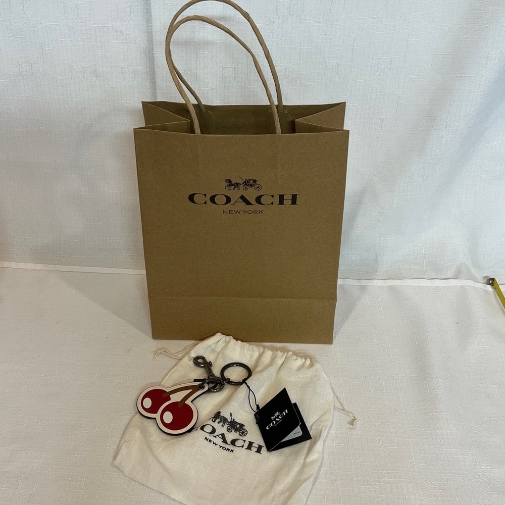 Coach PACMAN PAC-MAN Cherry Cherries Bag Charm Keyring NWT - Picture 2 of 8